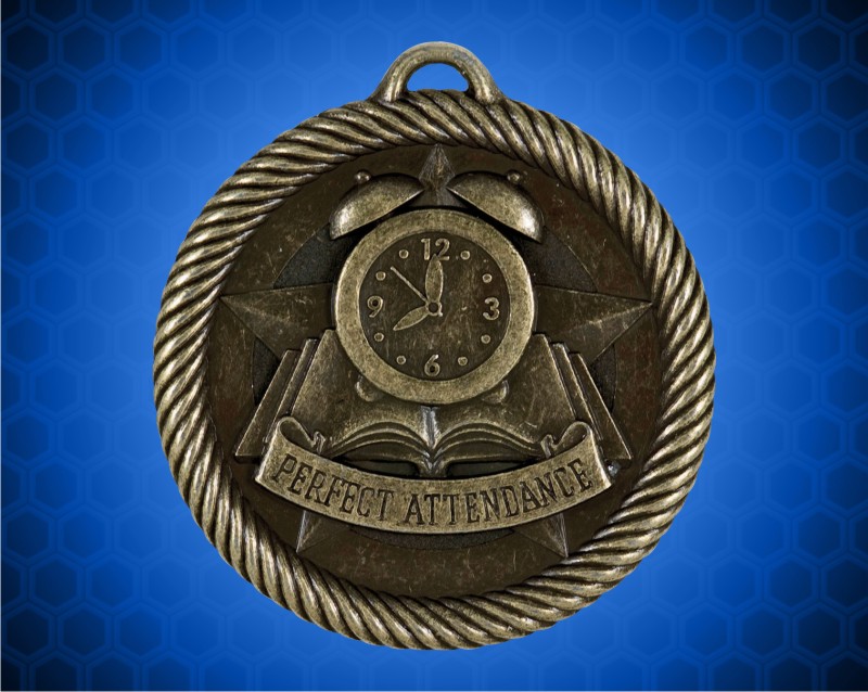 2 inch Gold Perfect Attendance Value Medal