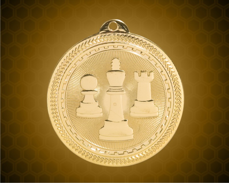 2 inch Gold Chess Laserable BriteLazer Medal