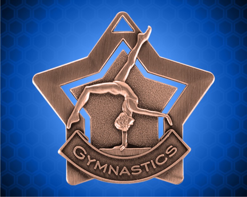 2 1/4 inch Bronze Gymnastics Star Medal