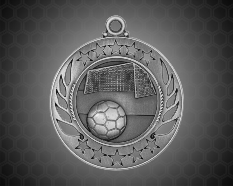 2 1/4 inch Silver Soccer Galaxy Medal