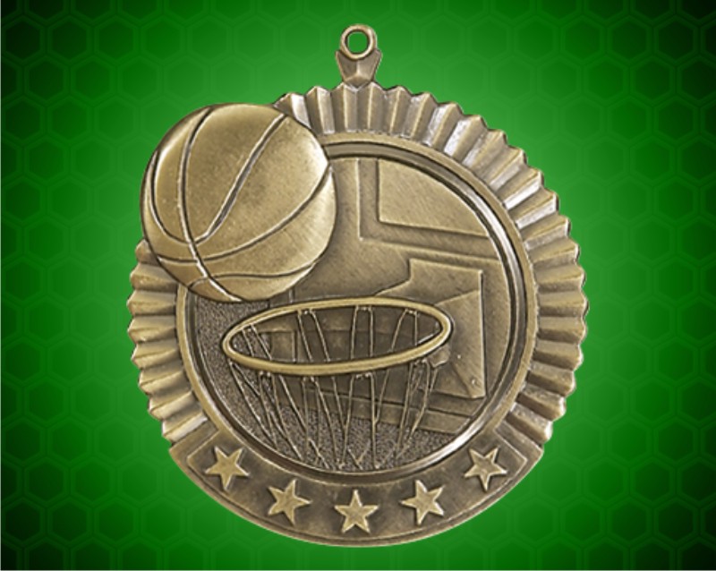 2 3/4 inch Gold Basketball Star Medal