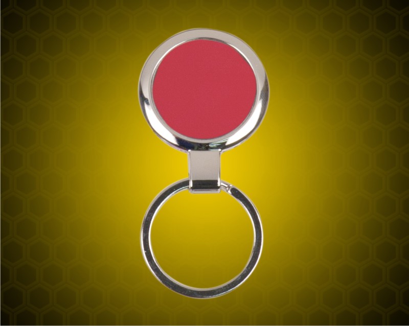 3 inch Red Laserable Round Keychain