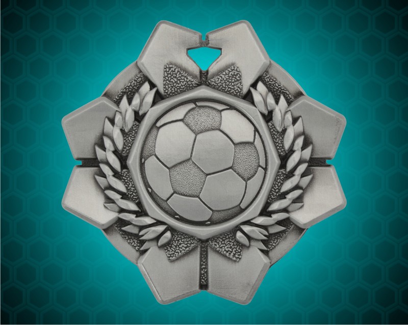 2 inch Silver Soccer Imperial Medal
