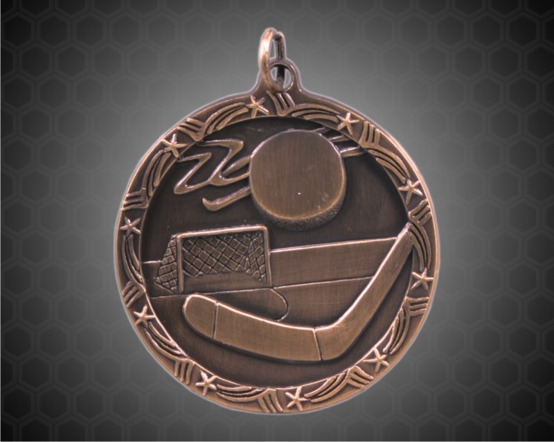 2 1/2 inch Bronze Hockey Shooting Star Medal