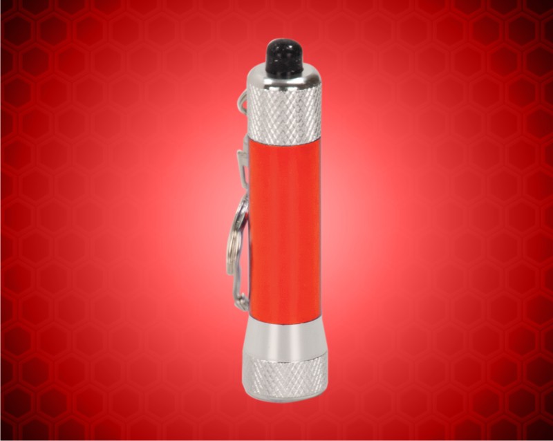 2 3/4 inch Red 1 LED Laserable Flashlight with Keychain