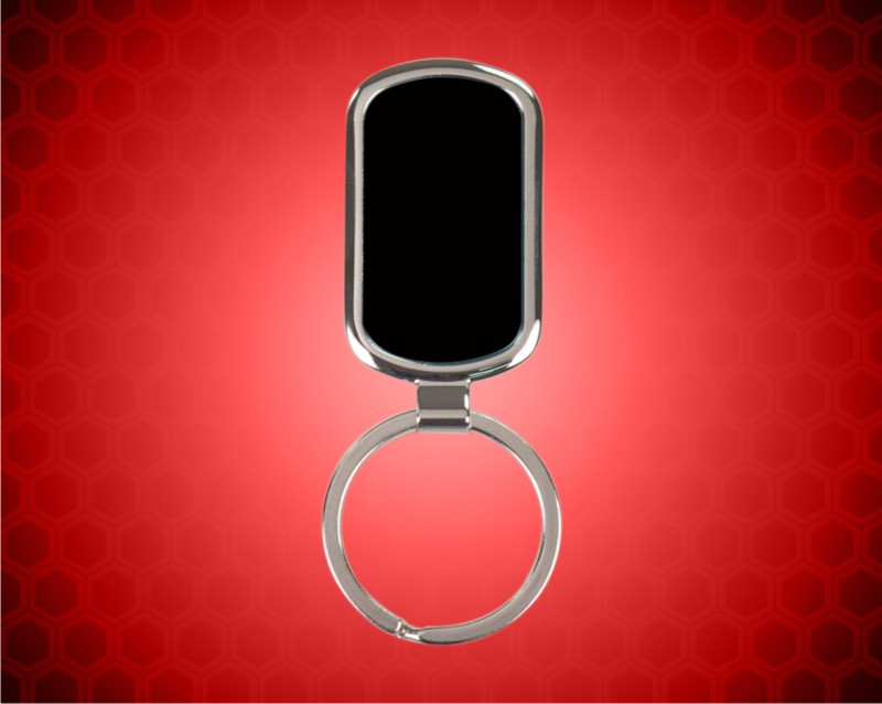 3 1/2 inch Black Laserable Rectangle Keychain