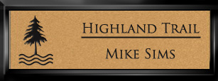 Framed Name Tag: Black Plastic (squared corners) - Smooth Gold and Black Plastic Insert