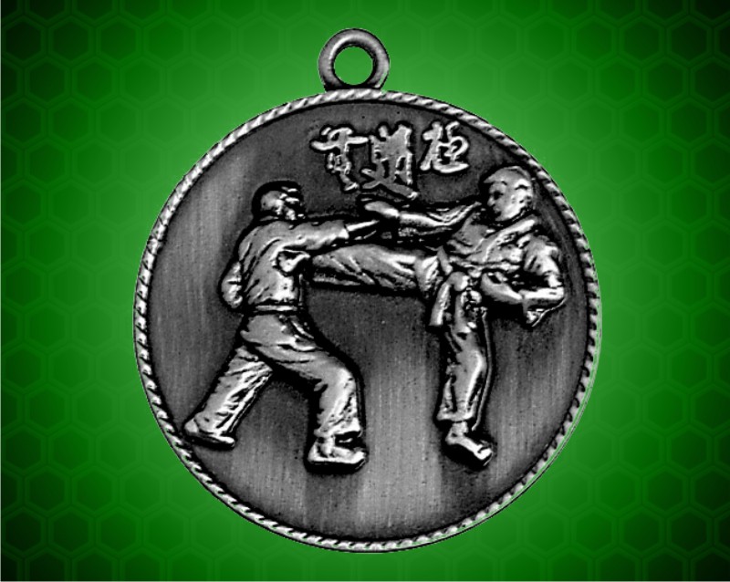 1 1/2 inch Silver Karate Die Cast Medal