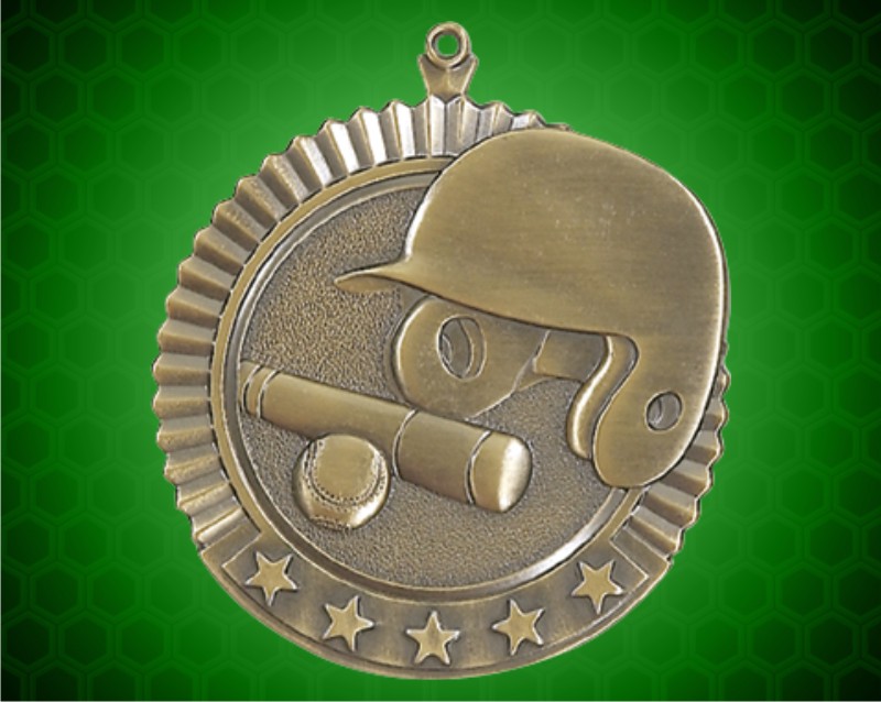 2 3/4 inch Gold Baseball Star Medal