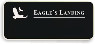 Blank Smooth Plastic Name Tag with Logo: Black and White - LM922-402