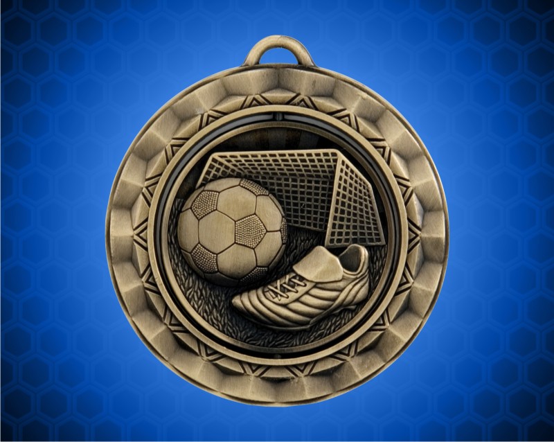 2 5/16 inch Gold Soccer Spinner Medal
