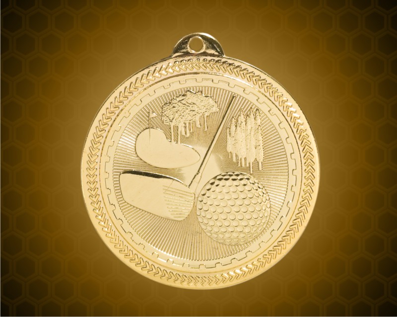 2 inch Gold Golf Laserable BriteLazer Medal