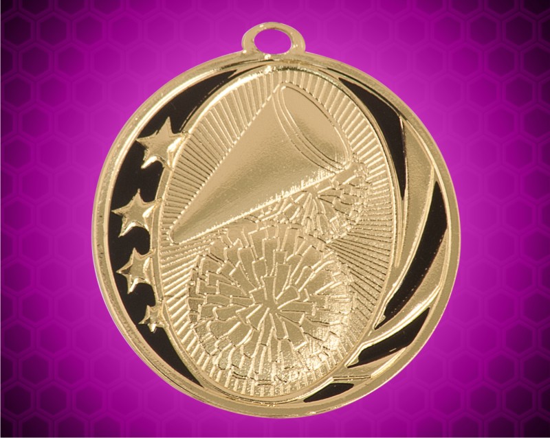 2 inch Gold Cheerleading Laserable MidNite Star Medal
