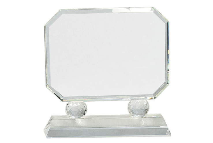 8" Rectangle Crystal on Clear Pedestal Base - CRY73