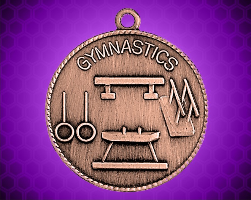 1 1/2 inch Bronze Gymnastics Die Cast Medal