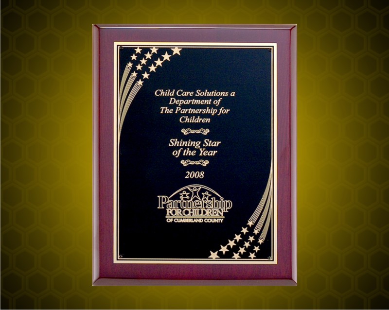7 x 9 inch Rosewood Piano-Finish Plaque with Florentine Design Border