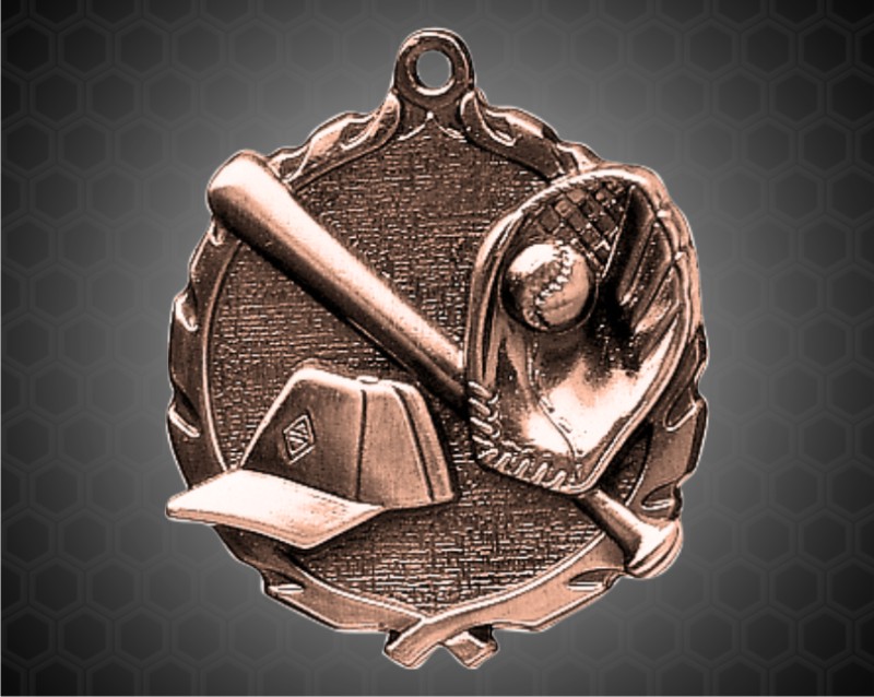1 3/4 inch Bronze Baseball Wreath Medal