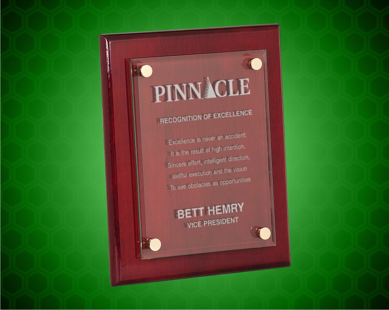 8 x 10 inch Rosewood Piano Finish Floating Glass Plaque