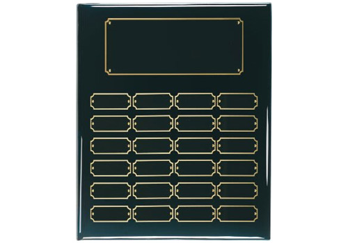 12 x 15" Black Piano Perp Plaque, - Black header plate, 24 black plates