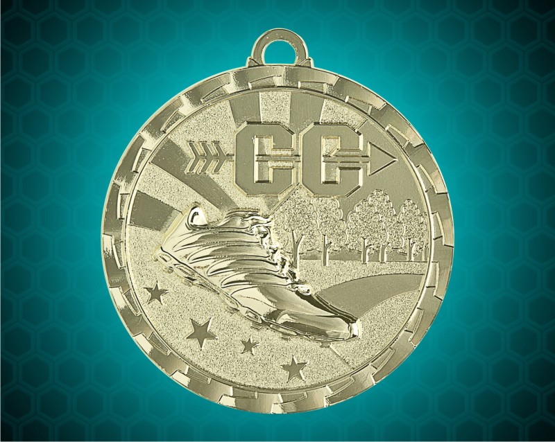 2 inch Gold Cross Country Bright Medal