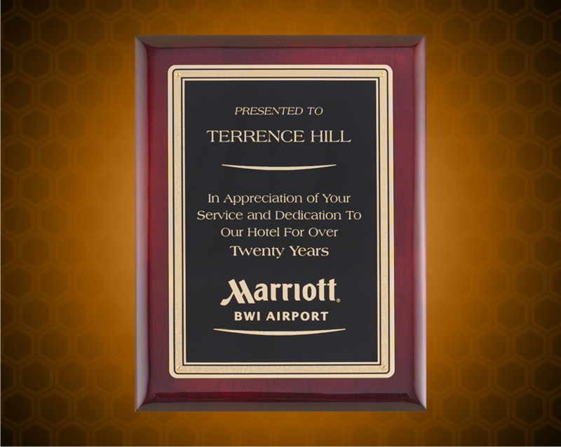7 x 9 inch Rosewood Piano-Finish Plaque with Florentine Design