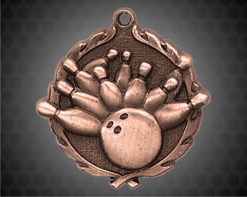 1 3/4 inch Bronze Bowling Wreath Medal