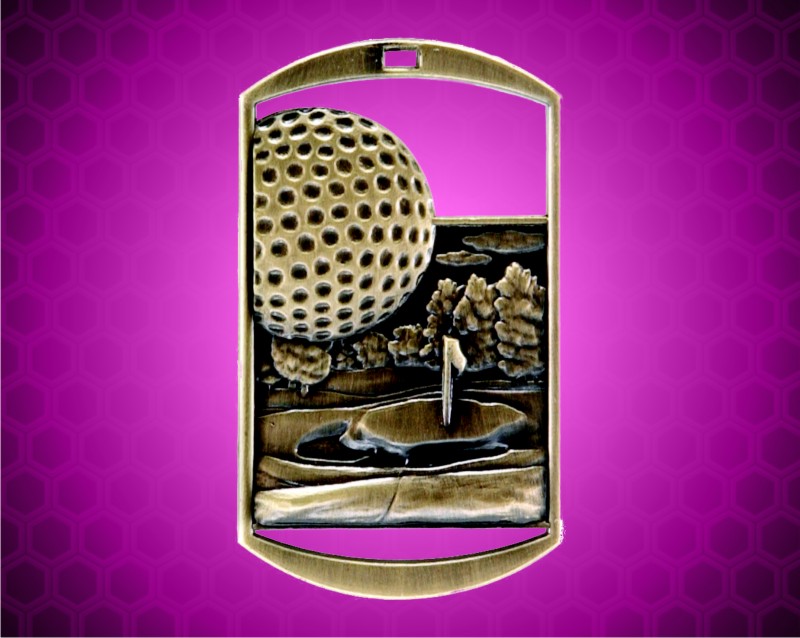2 3/4 inch Gold Golf DT Medal
