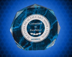 5 Inch Blue Marble Octagon Acrylic Award