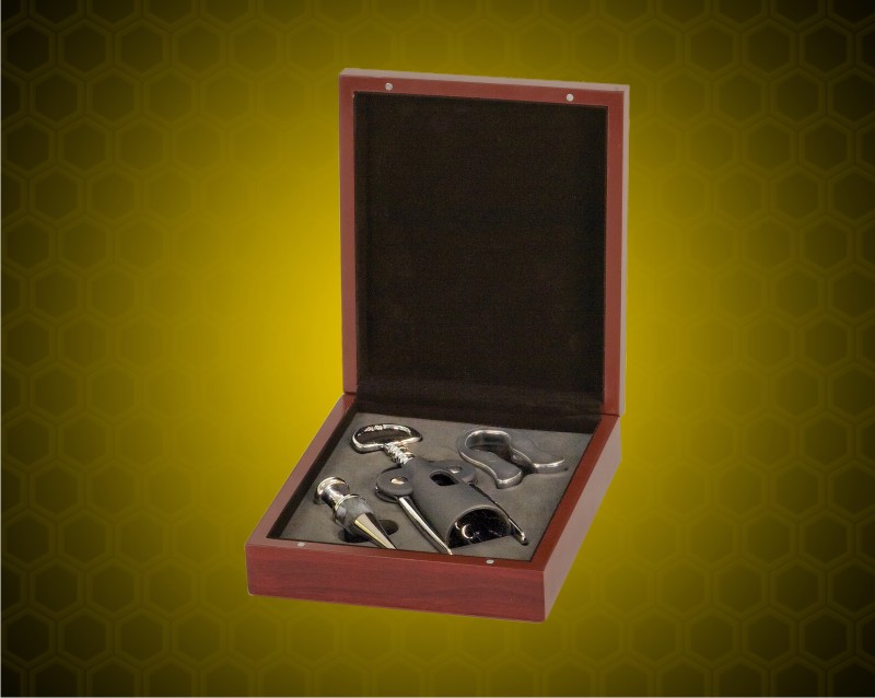3 Piece Wine Gift Set in Rosewood Finished Box