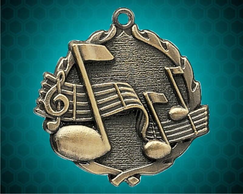 1 3/4 inch Gold Music Wreath Medal