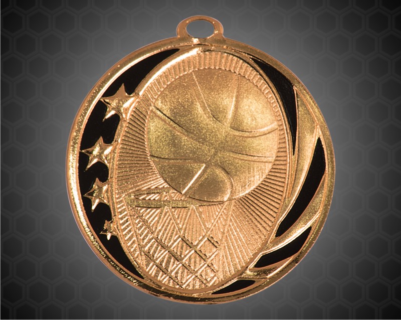 2 inch Bronze Basketball Laserable MidNite Star Medal