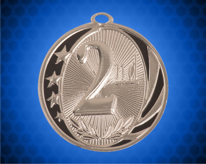 2 inch Silver 2nd  Place Laserable MidNite Star Medal