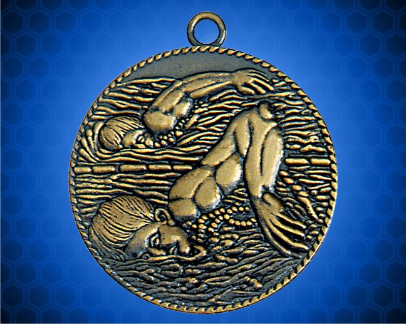 1 1/2 inch Gold Swimming Male Die Cast Medal