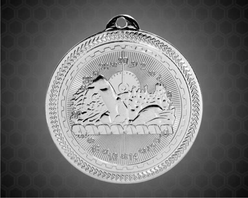 2 inch Silver Swimming Laserable BriteLazer Medal