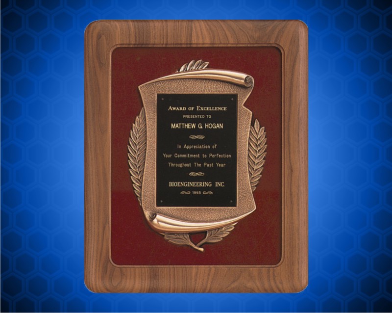 14 x 17 inch American Walnut Plaque with Antique Bronze Frame