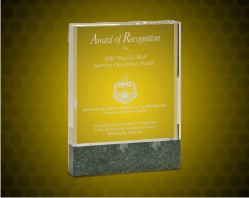 Crystal Fusion Award With Green Marble Base