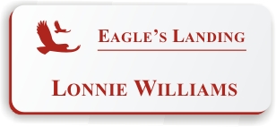 Smooth Plastic Name Tag: White with Crimson - LM922-206