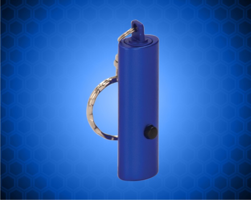 2 inch Blue 1 LED Laserable Flashlight with Keychain