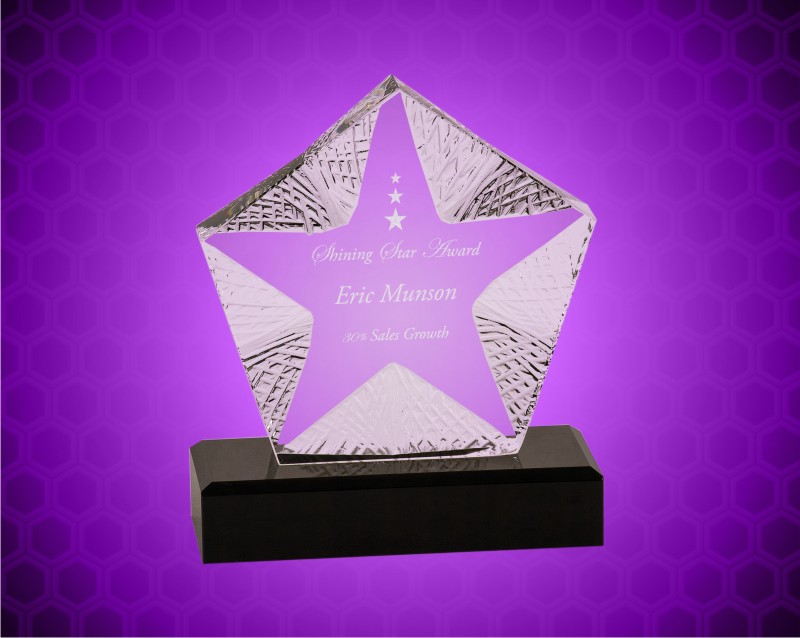 7 inch Clear Crystal Textured Star on Black Base