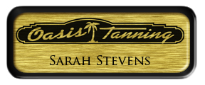 Metal Name Tag: Brushed Gold with Black Metal Border