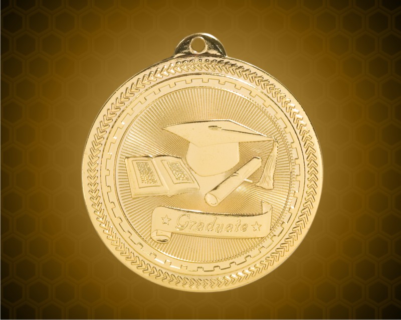 2 inch Gold Graduate Laserable BriteLazer Medal