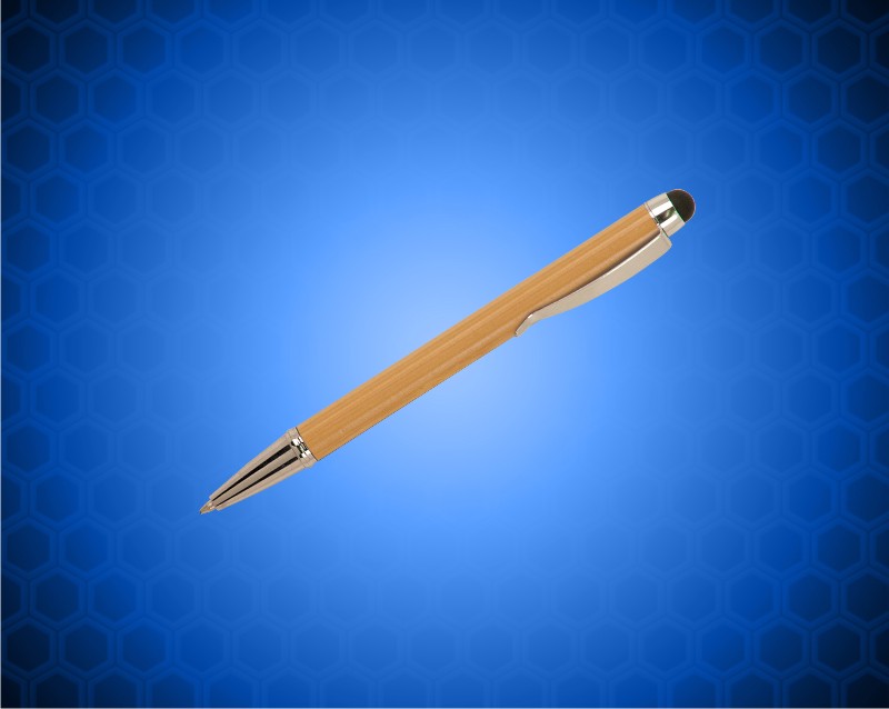 Bamboo with Silver Trim Laserable Pen with Stylus
