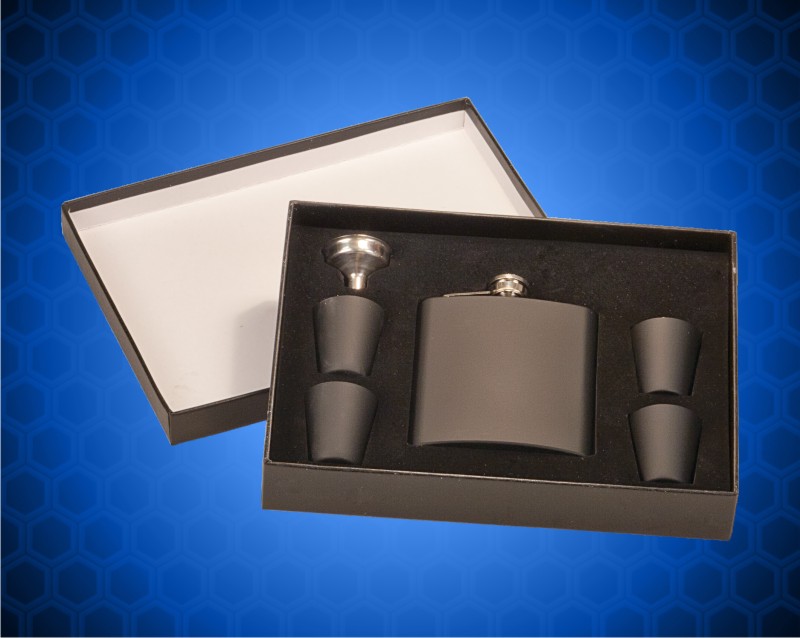 6 oz. Matte Black Stainless Steel Flask with Presentation Box