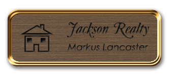 Rose Gold Metal Framed Nametag with Deep Bronze and Black