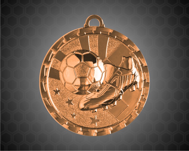 2 inch Bronze Soccer Bright Medal