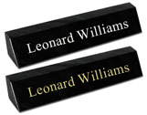 Black Marble Desk Plates with Filled Engraving
