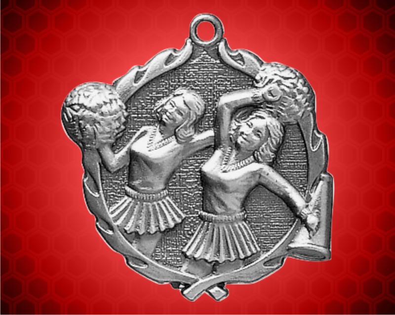 1 3/4 inch Silver Cheer Wreath Medal
