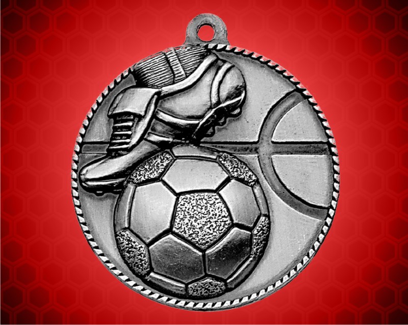 2 inch Silver Soccer Die Cast Medal