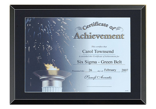 11 x 14 inch Black Glass Certificate Plaque