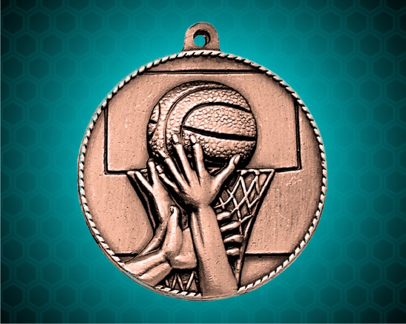 2 inch Bronze Basketball Die Cast Medal